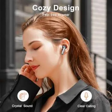 ZIUTY Wireless Earbuds, Ear Buds Bluetooth V5.3 Headphones 50H Playtime with LED Digital Display Charge Case, IPX5 Waterproof Earphones with Mic for iPhone Android Phone Computer Laptop - Star Gray