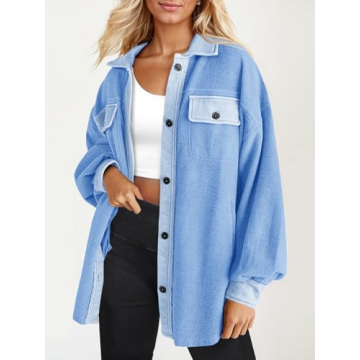 Fisoew Womens Oversized Button Down Shacket for All Occasions