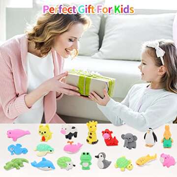 70Pcs Animal Erasers Fun Classroom Rewards and Toys