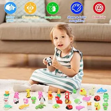 70Pcs Animal Erasers Fun Classroom Rewards and Toys