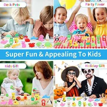 70Pcs Animal Erasers Fun Classroom Rewards and Toys