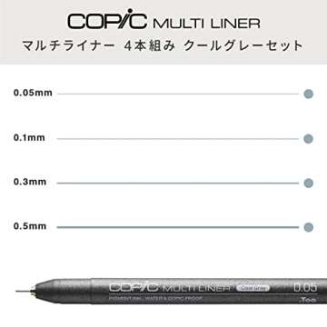 Copic Markers Multiliner Gray Pigment Based Ink, 4-Piece Set