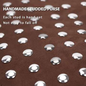 YFGBCX Suede Studded Purses Brown Suede Bag Fall Shoulder Bag Y2K Purse for Women Handbag Soft Leather Purse