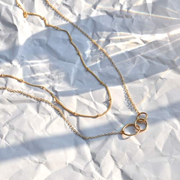 MEVECCO Gold Layered Necklace Adjustable 18K Gold Plated