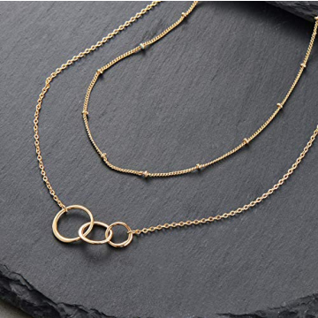 MEVECCO Gold Layered Necklace Adjustable 18K Gold Plated