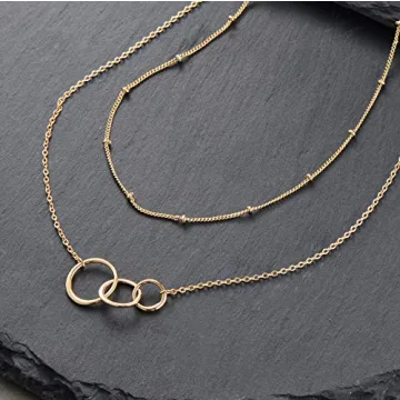 MEVECCO Gold Layered Necklace Adjustable 18K Gold Plated