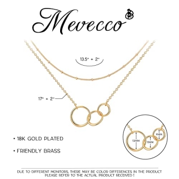 MEVECCO Gold Layered Necklace Adjustable 18K Gold Plated