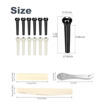 Guitar Bridge Pins & Tools – 12 Pcs Set for Easy Replace
