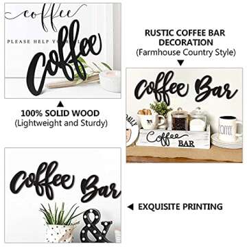 Huray Rayho Party Coffee Bar Wall Decor Kitchen Coffee Wooden Sign Coffee Station Letter Sign Coffee...