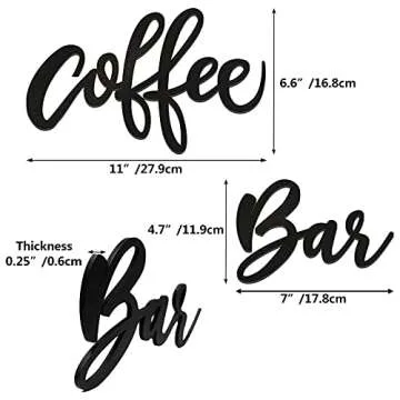 Huray Rayho Party Coffee Bar Wall Decor Kitchen Coffee Wooden Sign Coffee Station Letter Sign Coffee Wood Word Art Farmhouse Kitchen Wall Decoration for Home, Cafe, Coffee Lover Gifts(Black)