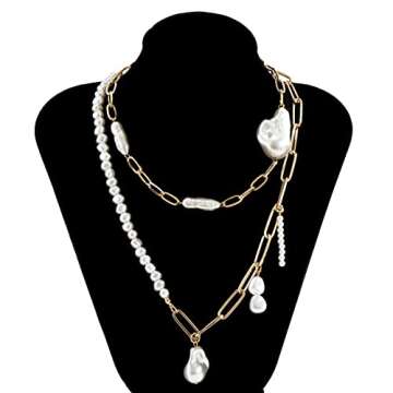 Octwine Dainty Boho Pearls Choker Necklace Chain Multilayer Choker Necklaces for Women