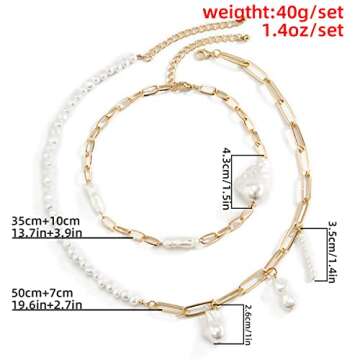 Octwine Dainty Boho Pearls Choker Necklace Chain Multilayer Choker Necklaces for Women