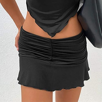 Glamorous SAFRISIOR Ruched Ruffle Short Skirt for Women