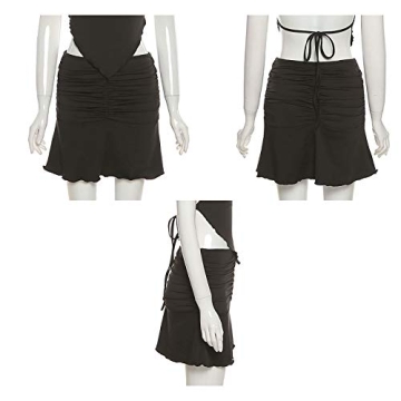 Glamorous SAFRISIOR Ruched Ruffle Short Skirt for Women