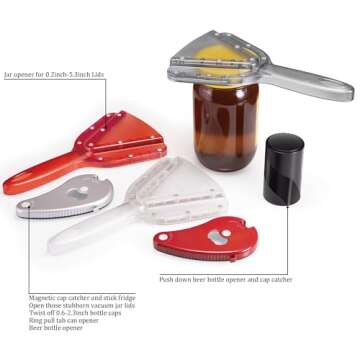 2 PACK Push Down-Pop Off Beer Bottle Opener with Magnetic Cap Catcher No Damage to Caps,Automatic Decapitator Beer/Soda Magnet Bottle Top Openers,One-Hand Easy/Funny Open,Cool Bartender Tools (Black)