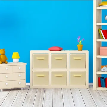 Foldable Cloth Storage Cube Bins Organizer Beige 6 Pack