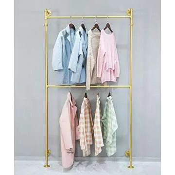 FODUE Industrial Pipe Clothes Rack - Wall Mounted Garment Bar for Stylish Organization