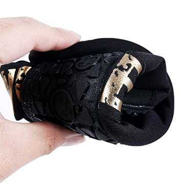 WateLves Womens and Mens Kids Water Shoes Barefoot Quick-Dry Aqua Socks for Beach Swim Surf Yoga Exercise (Gold Love/Black, L)