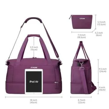 ETRONIK Women's Gym & Travel Duffel Bag with USB Port