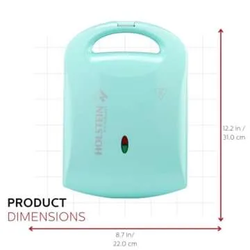 Holstein Housewares - Non-Stick Heart Waffle Maker, Mint - Makes 4 Heart-Shaped Waffles in Minutes