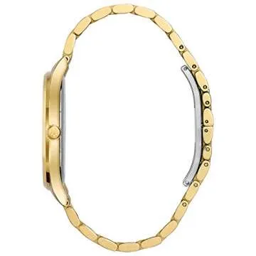 Bulova Men's Classic Gold Tone Stainless Steel 3-Hand Date Quartz Watch with Black Diamond Dial