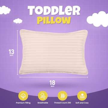 Utopia Bedding Toddler Pillow Pack - 2 Soft Support Pillows for Kids