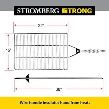 Stromberg Carlson Stake & Grill, Camping Grill, Open Fire Cooking Equipment, Fire Pit Accessories, Campfire Grill Grate, 15"x22" w/ 36" Long Stake
