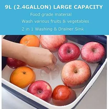 MontNorth Collapsible Wash Basin, 9L Foldable Dish Tub with Drain Plug, Portable Camping Sink for Washing Dishes, Laundry & Kitchen Use (Navy Blue)