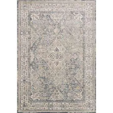 Loloi Teagan Collection 9'-9" x 13'-6" Area Rug in Sky/Natural - Large Area Rug, Soft Neutral Rug, High-Traffic Area Rug for Living Room, Bedroom, Home Office, Dining Area