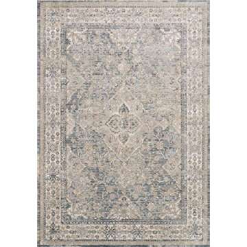 Loloi Teagan Collection 9'-9" x 13'-6" Area Rug in Sky/Natural - Large Area Rug, Soft Neutral Rug, High-Traffic Area Rug for Living Room, Bedroom, Home Office, Dining Area