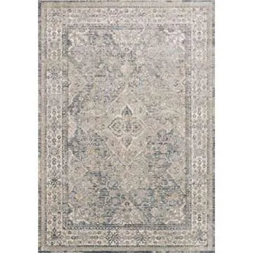 Loloi Teagan Collection 9'-9" x 13'-6" Area Rug in Sky/Natural - Large Area Rug, Soft Neutral Rug, High-Traffic Area Rug for Living Room, Bedroom, Home Office, Dining Area