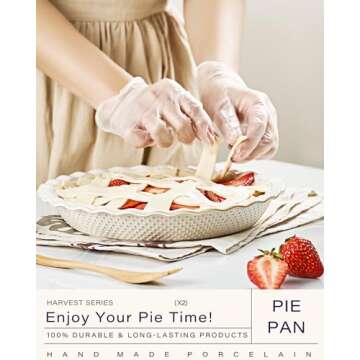 getstar Ceramic Pie Pan Set of 2, 9 inch Pie Dish for Baking, Non-Stick, Oven & Dishwasher Safe, Far...