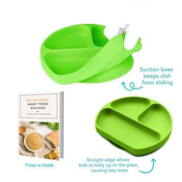 Silicone Suction Plates for Babies, Stick to High Chair Trays and Table, Divided Baby Dishes, Perfec...