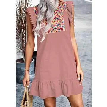 KIRUNDO Floral Embroidered Summer Mini Dress for Women