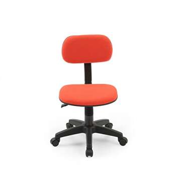 Hodedah Armless, Low-Back, Adjustable Height, Swiveling Task Chair with Padded Back and Seat in Red