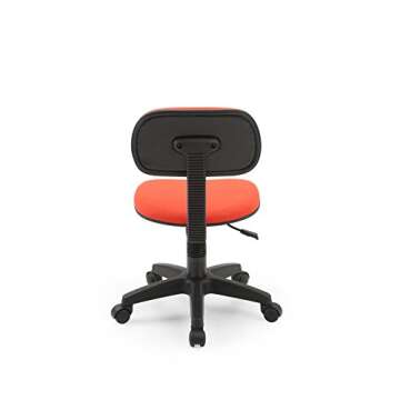 Hodedah Armless, Low-Back, Adjustable Height, Swiveling Task Chair with Padded Back and Seat in Red