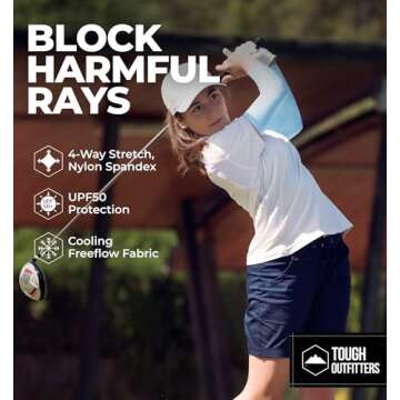 Tough Outdoors Sun Protection Sleeves - UV Arm Sleeves for Men and Women - Golf Cooling Arm Sleeves ...