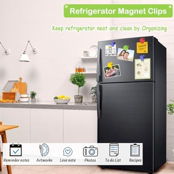 BamLue 12 Pieces Fridge Magnet Clips Plastic Box, Refrigerator Whiteboard Wall Fridge Memo Note Paper Clips, Color Heavy Duty Magnetic Clip for Photos, Pictures, Papers- Home & Office & Teaching