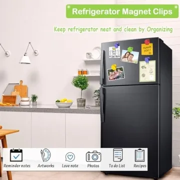 BamLue 12 Pieces Fridge Magnet Clips Plastic Box, Refrigerator Whiteboard Wall Fridge Memo Note Paper Clips, Color Heavy Duty Magnetic Clip for Photos, Pictures, Papers- Home & Office & Teaching