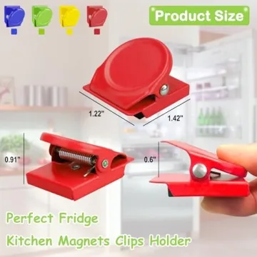 BamLue 12 Pieces Fridge Magnet Clips Plastic Box, Refrigerator Whiteboard Wall Fridge Memo Note Paper Clips, Color Heavy Duty Magnetic Clip for Photos, Pictures, Papers- Home & Office & Teaching