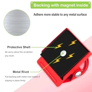 BamLue 12 Pieces Fridge Magnet Clips Plastic Box, Refrigerator Whiteboard Wall Fridge Memo Note Paper Clips, Color Heavy Duty Magnetic Clip for Photos, Pictures, Papers- Home & Office & Teaching