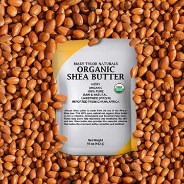 Mary Tylor Naturals Organic Shea butter 1 lb — USDA Certified Raw, Unrefined, Ivory From Ghana Africa — Great for Hair, Skin and all your DIY Projects