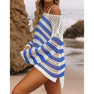 ZESICA Women's Hollow Out Beach Cover Up in Cobalt