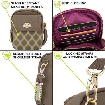 Travelon Anti-Theft Tailored Crossbody Phone Pouch, Onyx