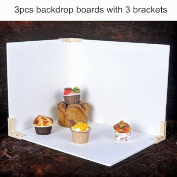 3PCS Photo Backdrop Boards for Product and Food Photography with Carry Bag 16.5x12.6inch Waterproof ...
