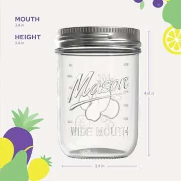 SEWANTA Wide Mouth Mason Jars 64 oz. [Set of 2] Half Gallon Mason Jars, with Airtight lids and Bands - For Fermenting Canning, Pickling - Microwave & Dishwasher Safe, Toxin Free