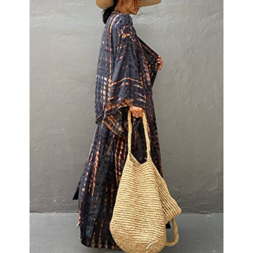 Chic FEOYA Beach Cover Up Kimono with Belt for Women