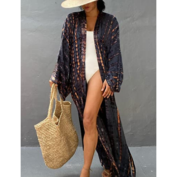 Chic FEOYA Beach Cover Up Kimono with Belt for Women