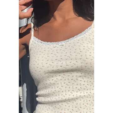 Elegant Lace Frill Crop Tank Top for Women Y2k Style