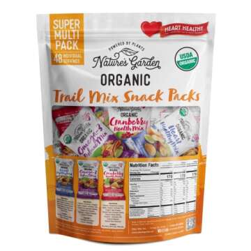 Nature's Garden Organic Trail Mix Snack Packs - Trail Mix Variety, Energy Boosting, Heart Healthy, O...